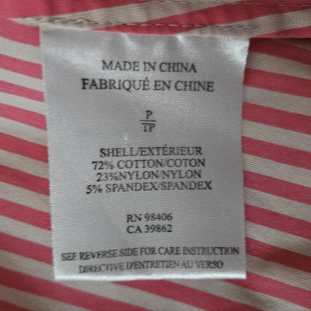 THEORY Pink Striped Stretch Button Down | SZ P/TP - Picture 7 of 7